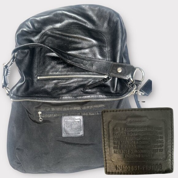 Coach Soho Large Hobo F13108 Black Soft Leather Nickel Shoulder Bag Slouchy Boho - Picture 6 of 7